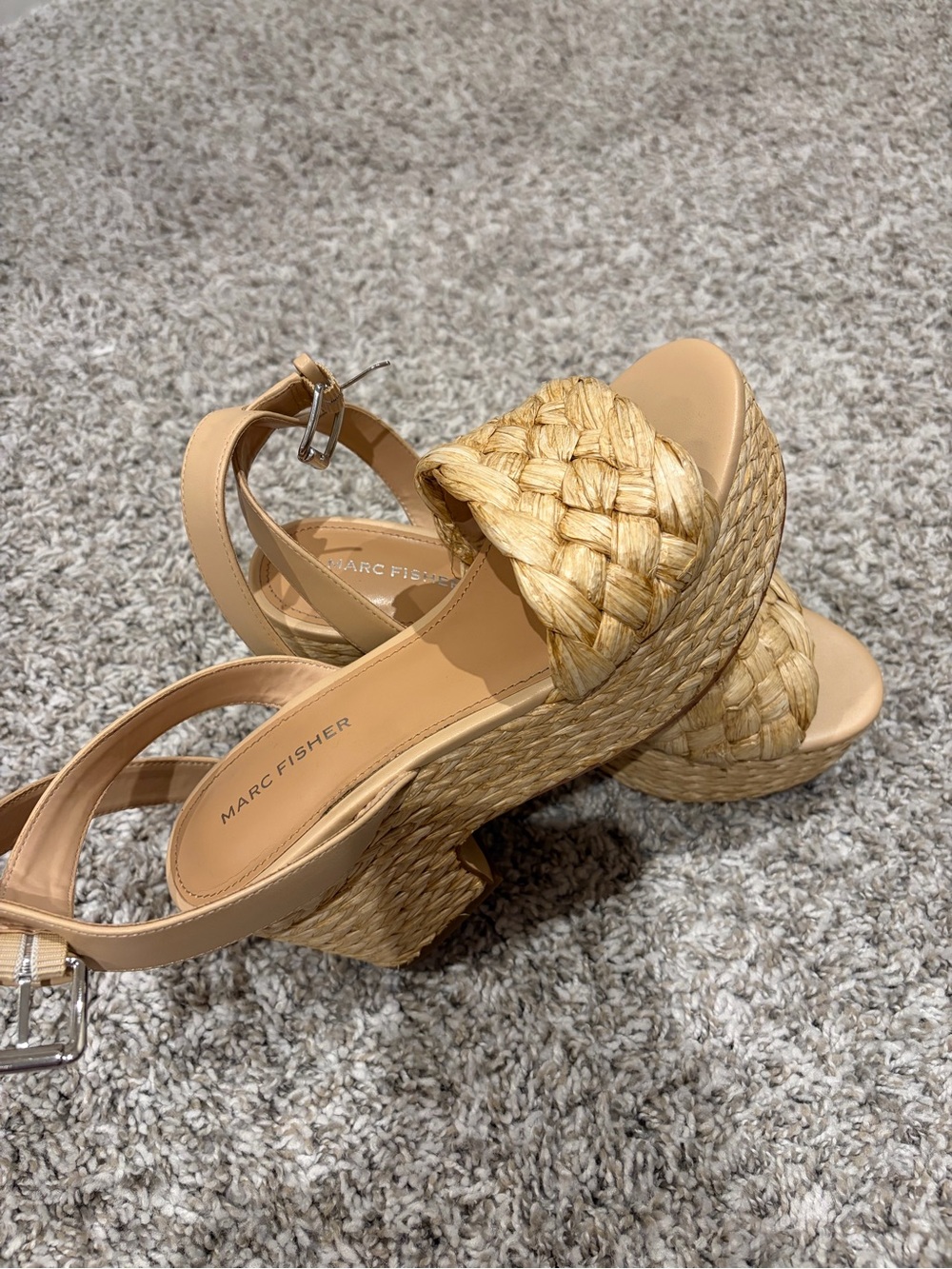 Marc Fisher Like new Tan Braided Platform Sandals